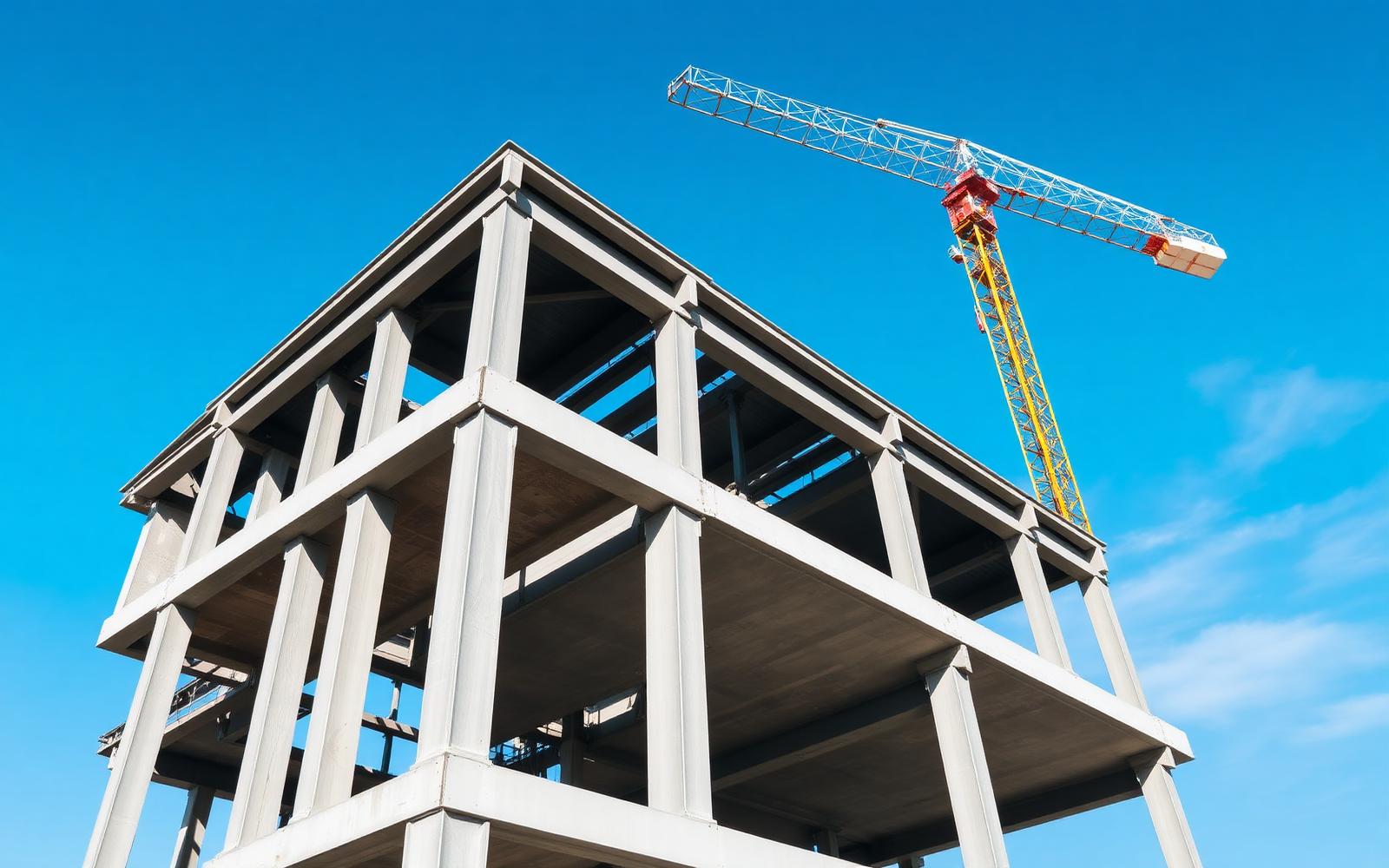 Structural steel frame under construction